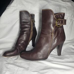Brown Y2K nancie coach leather heel boots